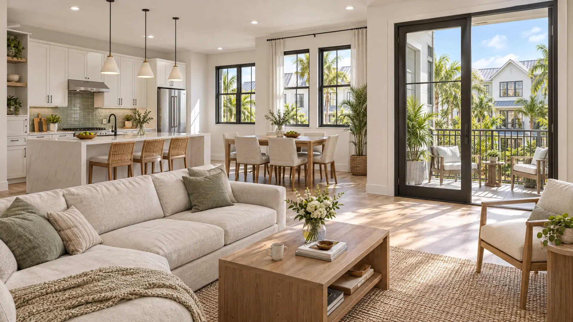The Row: kitchen and living