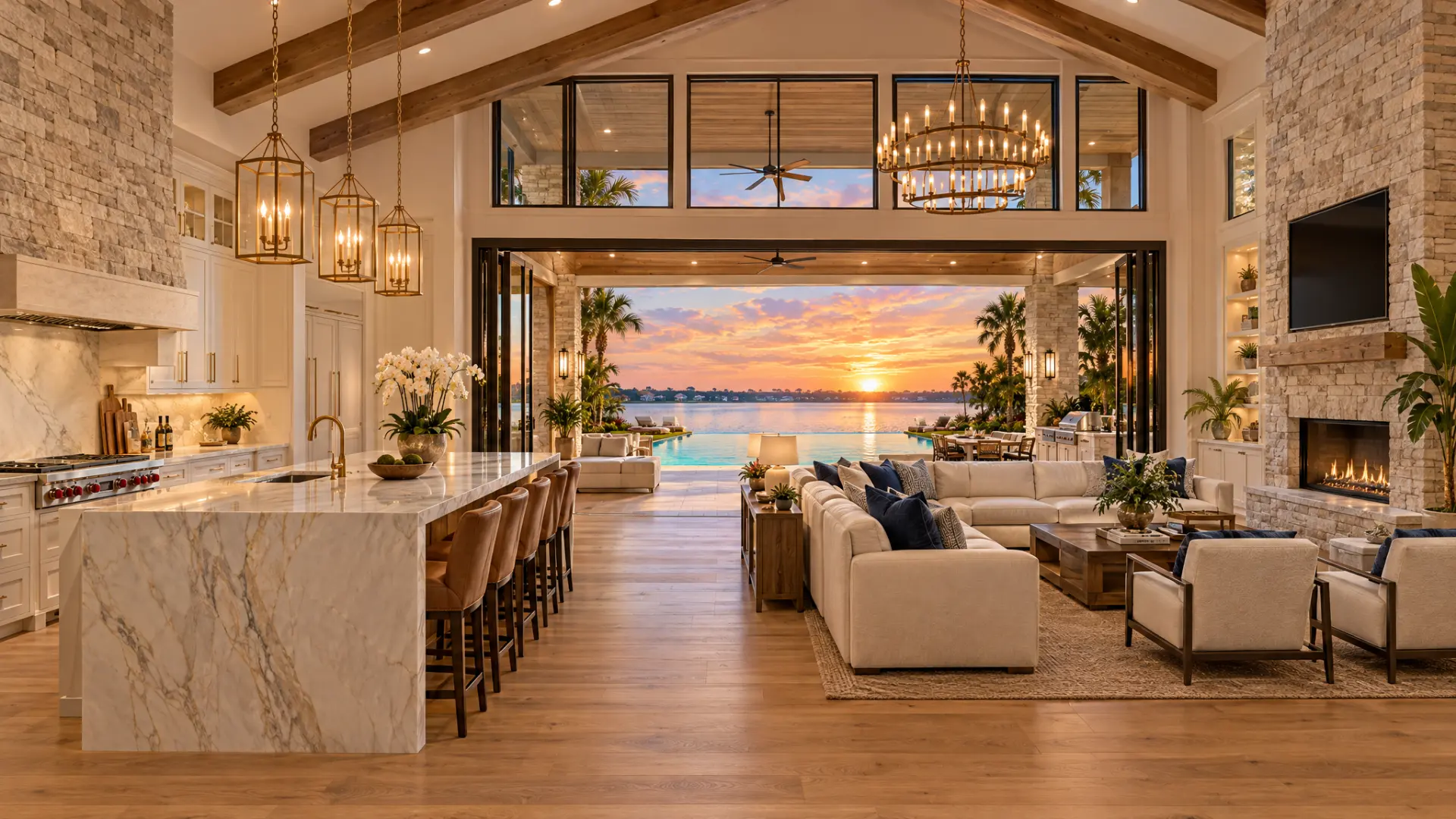 The Estates: great room and kitchen